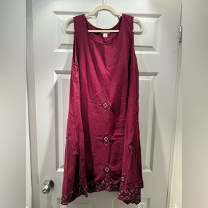 Style & Co. Burgundy Embroidered Dress